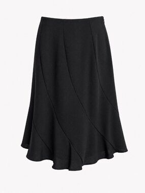 Vintage DRAMA Black Crepe Bias Cut Flounce Hem Skirt Size 4